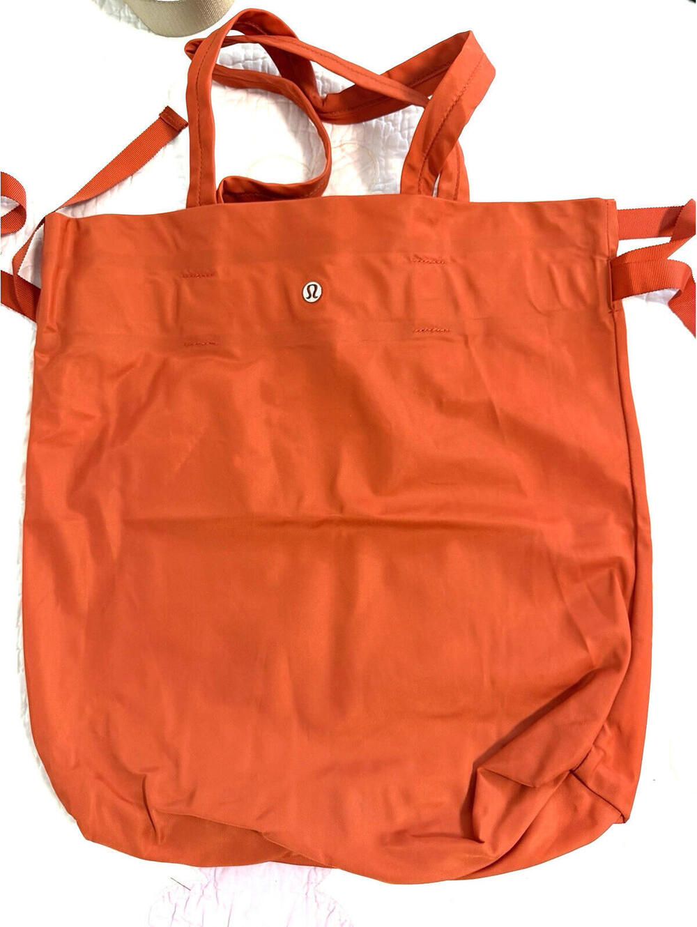 Lululemon Side Cinched Shopper Bag Vibrant Orange Tote Travel Gym Handbag NWOT